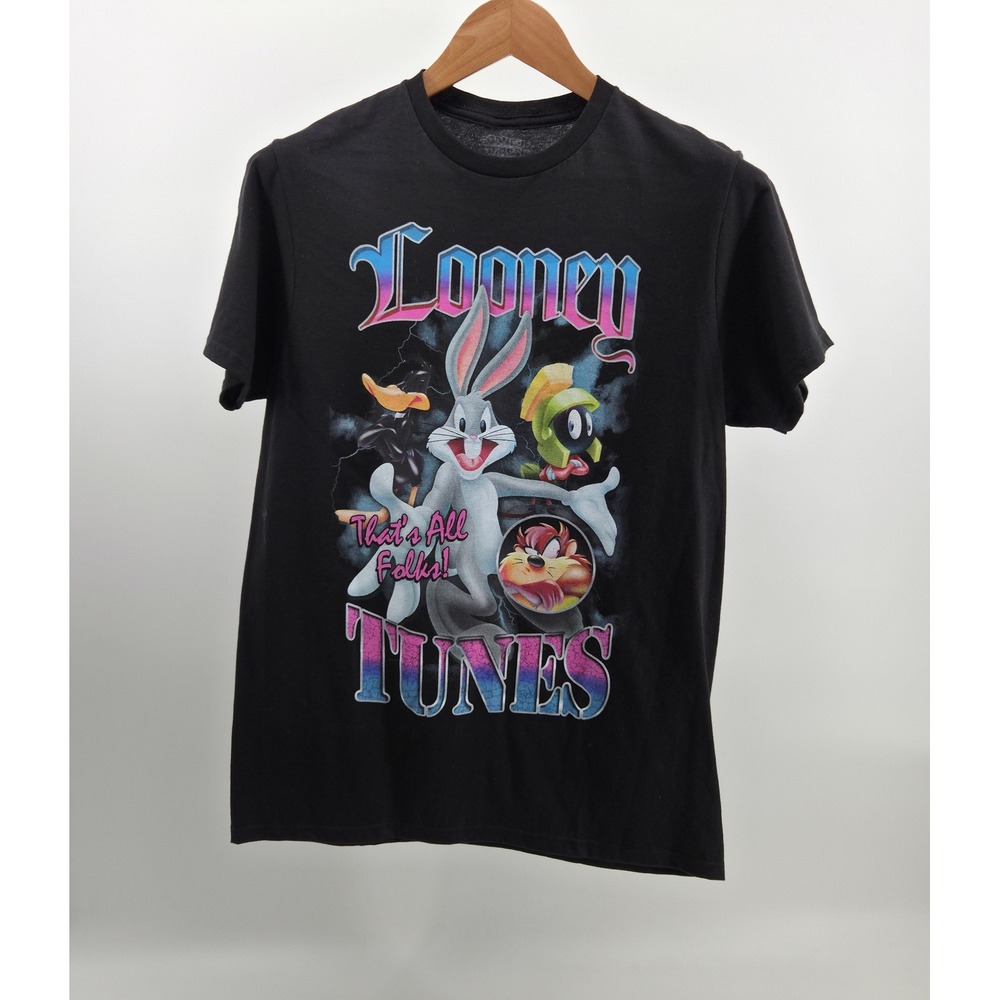Looney Tunes Graphic T Shirt Mens Medium Black Bugs Bunny Taz Daffy Retro NWOT
